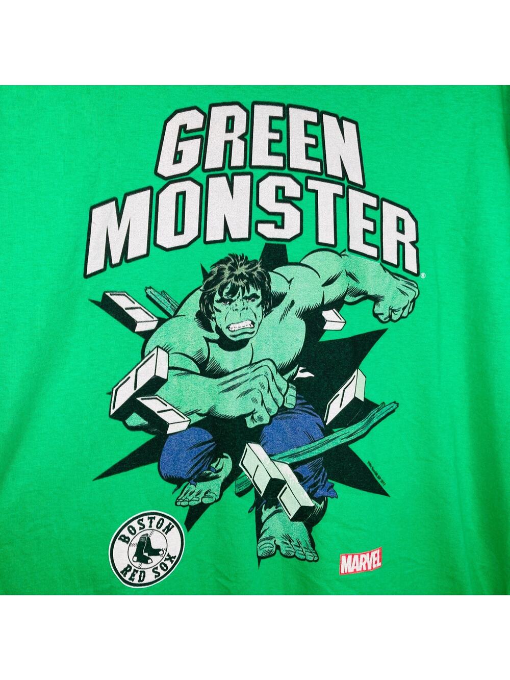 Marvel Boston Red Sox T-Shirt Mens XL Green Monster Hulk Baseball Tee - RARE!!!